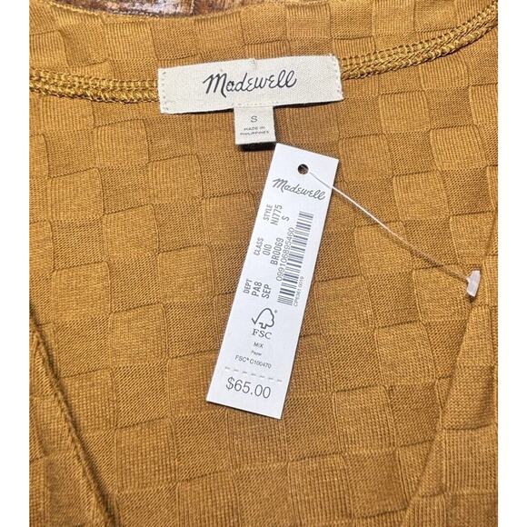 Madewell NWT V-Neck Brown Checkerboard Jacquard Cardigan Size small - Picture 10 of 16